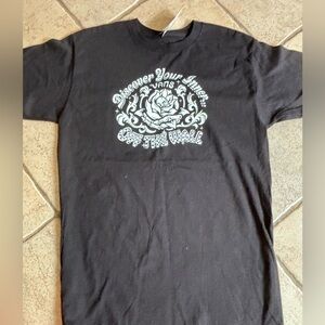 Vans Black Short Sleeve Tee with White Floral Logo